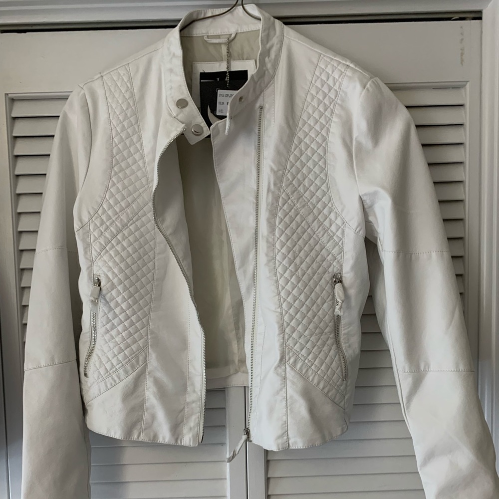 Coalition White Vegan Leather Jacket